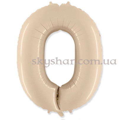 Фольгированная цифра "0" Кремовая Сатин – фото 1