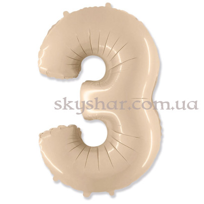 Фольгована цифра "3" Кремова Сатин – фото 1