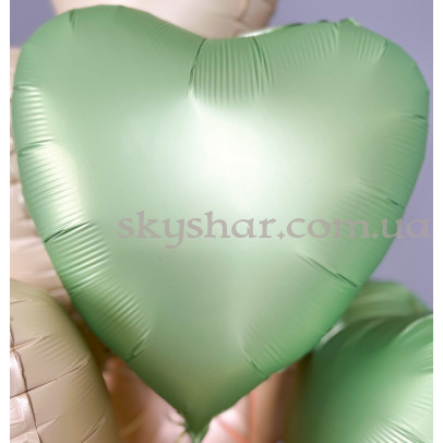 Фольгированный шар "Сердце сатин оливковое пастель" 46 см – фото 1