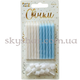 Опция Свічки для торта Блакитні та Білі з підставками 7 см 10 шт. – фото 5