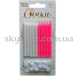 Опция Свічки для торта Рожеві та Білі з підставками 7 см 10 шт. – фото 8