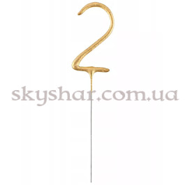 Бенгальская свеча-цифра "2" Золотая – фото 18