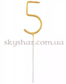 Бенгальська свічка-цифра "5" Золота – фото 3