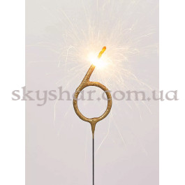 Бенгальська свічка-цифра "6" Золота – фото 14