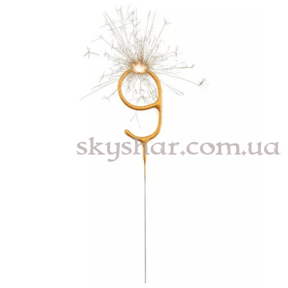 Бенгальська свічка-цифра "9" Золота – фото 1