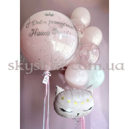 Опция Композиция из воздушных шаров "Розовая кошечка с большим шаром" – фото 21