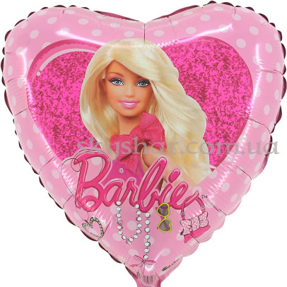 Фольгована кулька серце "Барбі з бантом Barbie" – фото 1
