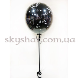 Скляна чорна кулька гігант 70 см з Вашим написом та конфетті Даблстаф – фото 22