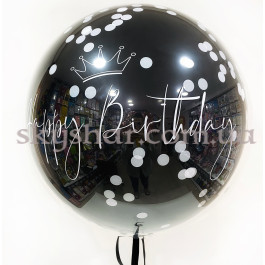 Опция Стеклянный черный шар гигант 70 см с Вашей надписью и конфетти Даблстаф – фото 12 Опция Стеклянный черный шар гигант 70 см с Вашей надписью и конфетти Даблстаф – фото 12