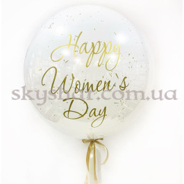 Стеклянный белый шар гигант 70 см с Вашей надписью и золотым конфетти Даблстаф – фото 12