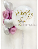 Стеклянный белый шар гигант 70 см с Вашей надписью и золотым конфетти Даблстаф – фото 4