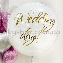 Опция Скляна біла кулька гігант 70 см з Вашим написом та золотим конфетті Даблстаф – фото 18