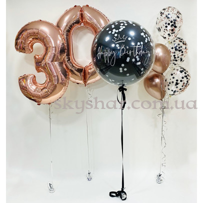 Набір кульок з цифрами та чорним гігантом даблстаф – фото 1