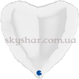 Опция Фольгована кулька "Серце біле Італія Grabo" 46 см – фото 1