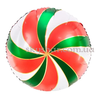 Фольгированный шар "Конфета Леденец Красно-зеленый" – фото 1