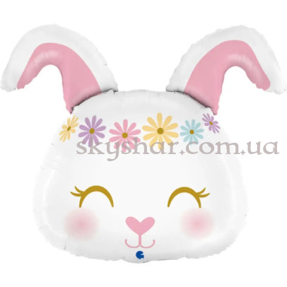 Фольгированный шар "Белый кролик с цветочками" – фото 1