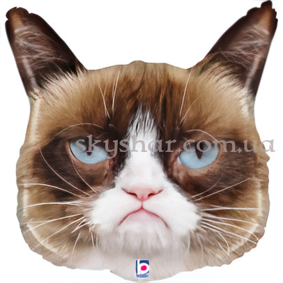 Фольгована кулька "Сердитий кіт Grumpy cat (Грампі кет)" – фото 1 Фольгована кулька "Сердитий кіт Grumpy cat (Грампі кет)" – фото 1