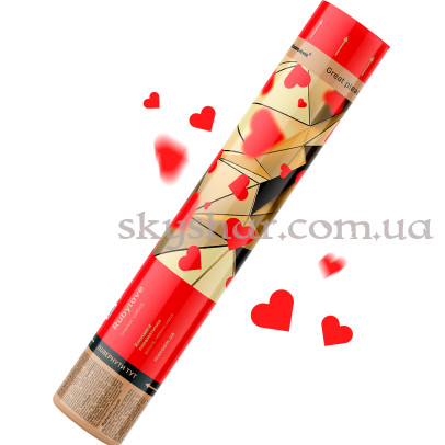 Хлопушка фольга красные сердца 30 см – фото 1