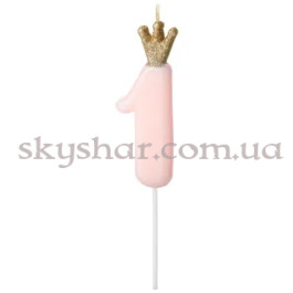 Опция Свеча-цифра 1 светло-розовая с короной – фото 9 Опция Свеча-цифра 1 светло-розовая с короной – фото 9