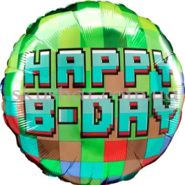 Опция Фольгированный шар "Happy B-Day Пиксельная вечеринка" – фото 7 Опция Фольгированный шар "Happy B-Day Пиксельная вечеринка" – фото 7