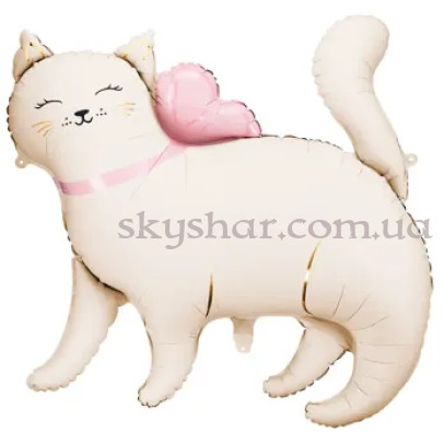 Фольгована кулька "Кішечка біла з бантом" – фото 1