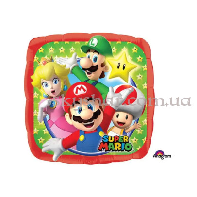Фольгована кулька квадрат "Маріо та команда" – фото 1