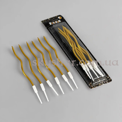 Свічки для торту коктейльні Золоті 6 шт. – фото 1