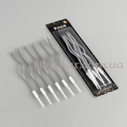 Свічки для торту коктейльні Срібні 6 шт. – фото 1