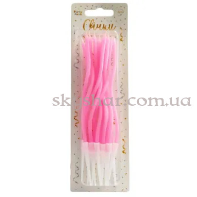 Свечи для торта коктейльные Розовые 12 шт. – фото 1