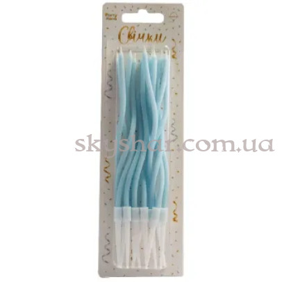 Свічки для торту коктейльні Блакитні 12 шт. – фото 1