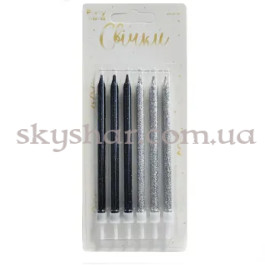 Опция Свечи д/торта глиттер черный и серебрянный с подставками 12 см 6 шт – фото 24