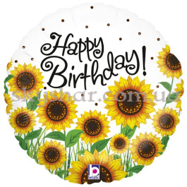 Опция Фольгированный шар "Happy Birthday Подсолнухи" – фото 2 Опция Фольгированный шар "Happy Birthday Подсолнухи" – фото 2