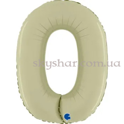 Фольгированная цифра "0" Сатин Оливковая – фото 1