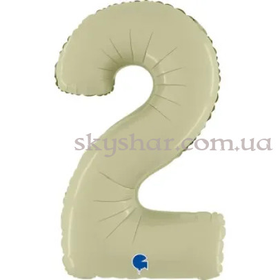 Фольгированная цифра "2" Сатин Оливковая – фото 1 Фольгированная цифра "2" Сатин Оливковая – фото 1