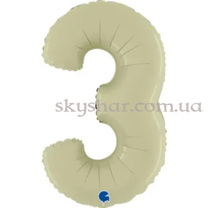 Фольгована цифра "3" Сатин Оливкова – фото 1