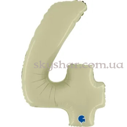 Фольгированная цифра "4" Сатин Оливковая – фото 1 Фольгированная цифра "4" Сатин Оливковая – фото 1