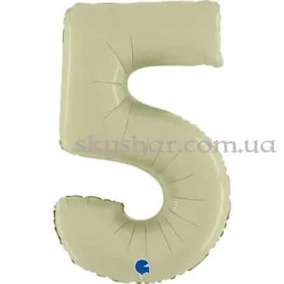 Фольгована цифра "5" Сатин Оливкова – фото 1