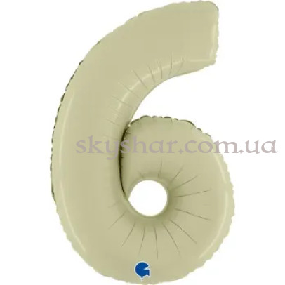 Фольгована цифра "6" Сатин Оливкова – фото 1