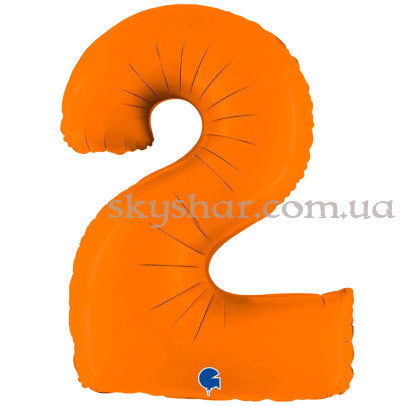 Фольгированная цифра "2" Оранжевая – фото 1 Фольгированная цифра "2" Оранжевая – фото 1