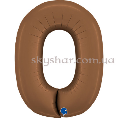 Фольгированная цифра "0" Сатин Шоколадная – фото 1