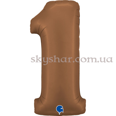 Фольгированная цифра "1" Сатин Шоколадная – фото 1