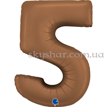 Фольгированная цифра "5" Сатин Шоколадная – фото 1