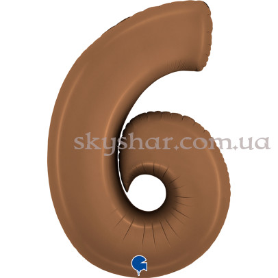 Фольгированная цифра "6" Сатин Шоколадная – фото 1