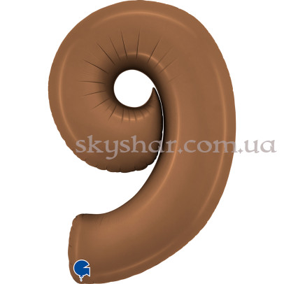 Фольгированная цифра "9" Сатин Шоколадная – фото 1 Фольгированная цифра "9" Сатин Шоколадная – фото 1