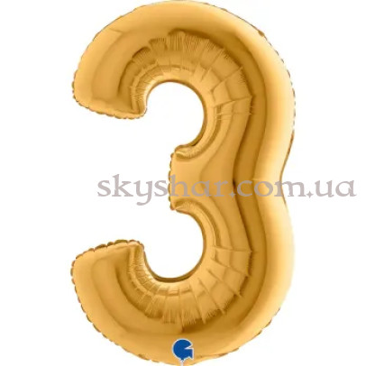 Фольгированная цифра "3" Бронзовая GRABO – фото 1 Фольгированная цифра "3" Бронзовая GRABO – фото 1