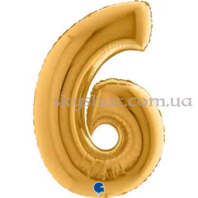 Фольгированная цифра "6" Бронзовая GRABO – фото 1