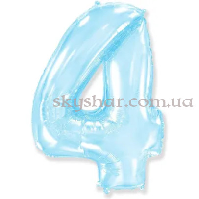 Фольгированная цифра «4» Голубая пастель  – фото 1