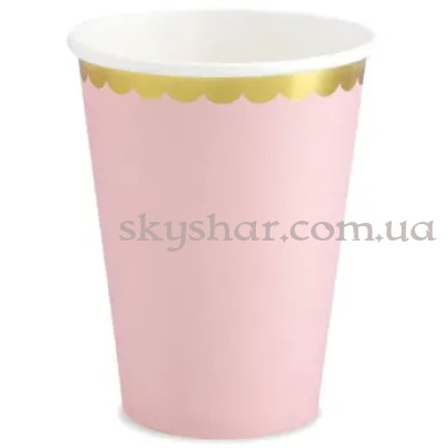 Стаканы нежно розовые бумажные 220мл 6шт – фото 1
