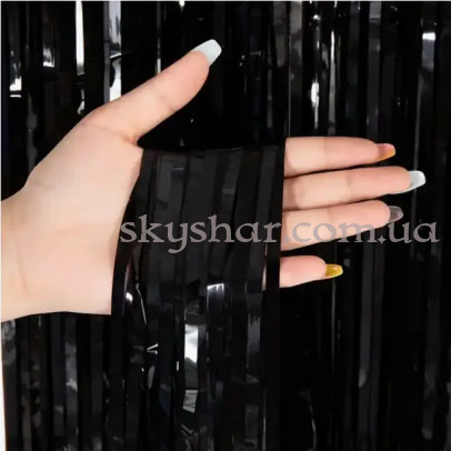 Фольгирована шторка Дощик Чорна пастель 1х2 м – фото 1