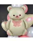 Фольгированный шар "Мишка сатин кремовый с бантом" – фото 3 Фольгированный шар "Мишка сатин кремовый с бантом" – фото 3